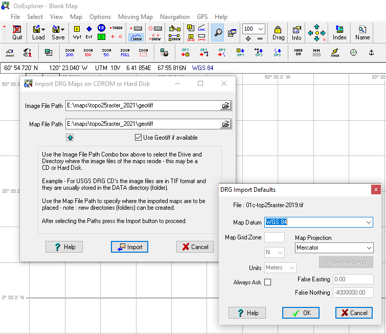 load geo tif in oziexplorer